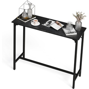 image:imageVINGLI 43 Inch High Top Bar Table Wooden Rectangular Narrow Long Counter Height Pub Table MultiScene Use for Kitchen Living Room Dining Sofa Entryway BrownBlack