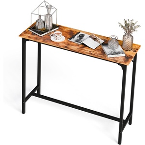 image:imageVINGLI 43 Inch High Top Bar Table Wooden Rectangular Narrow Long Counter Height Pub Table MultiScene Use for Kitchen Living Room Dining Sofa Entryway BrownBrown