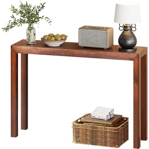 image:imageVINGLI 46 Console Table for entryway Solid Wood Entryway Table Narrow Sofa Table Behind Couch for Living Room Hallway Bedroom Entrance SeashellWalnut