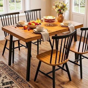 image:imageVINGLI 48 Inch Solid Wood Dining Table for 46 Walnut Rectangular Kitchen Table with Waterproof Tabletop for Indoor amp Outdoor Use Pine Wood Dinner Table for Patio Dining Room Kitchen ApartmentWalnut