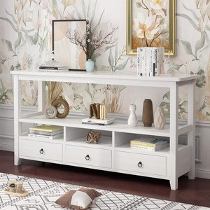 image:imageVINGLI 58 Console Table Long Entryway Table with 3 Drawers amp 2 Storage Shelves Vintage Sofa Table Behind Couch TV Stands for Living Room Entryway Hallway Foyer Office BlackWhite