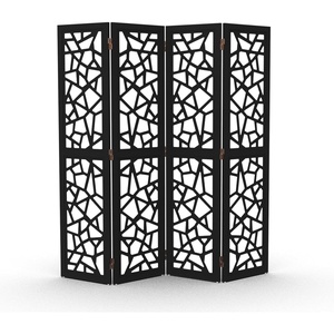 image:imageVINGLI 70 H Room Divider NonWoven Fabric Privacy Screen Indoor Partition Wall Dividers Freestanding Hinged Space Separator with Modern Unique Pattern White 4 PanelBlack