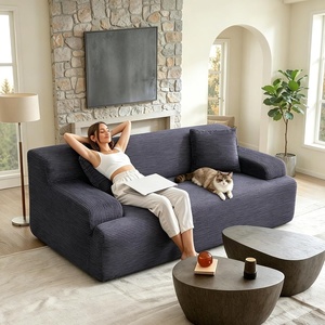 image:imageVINGLI 72 W Boneless Loveseat Sofa Cloud Corduroy Couch in a Box Compressed Deep Seat Sofa with 106 Wide Curved Armrests Easy Assembly Required for Living Room Apartments amp Office GreenDark Grey