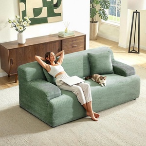 image:imageVINGLI 72 W Boneless Loveseat Sofa Cloud Corduroy Couch in a Box Compressed Deep Seat Sofa with 106 Wide Curved Armrests Easy Assembly Required for Living Room Apartments amp Office GreenGreen