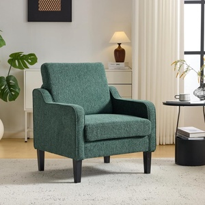 image:imageVINGLI Chair Olive Green Upholstered Chenille Accent Chair for Living Room Bedroom MidCentury Modern Arm Chair Comfy Reading Chair with Scooped ArmsDark Green
