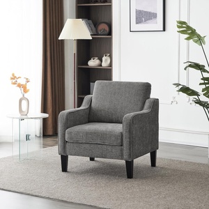 image:imageVINGLI Chair Olive Green Upholstered Chenille Accent Chair for Living Room Bedroom MidCentury Modern Arm Chair Comfy Reading Chair with Scooped ArmsLight Grey