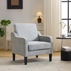image:imageVINGLI Chair Olive Green Upholstered Chenille Accent Chair for Living Room Bedroom MidCentury Modern Arm Chair Comfy Reading Chair with Scooped ArmsLight Gray