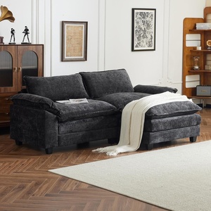 image:imageVINGLI Convertible Modular Sectional Sofa for Living Room with Deep Seat amp Movable 2Layer Ottoman Oversized LShape Cloud Sofa with Chaise amp Armrests Loveseat for Small Spaces Chenille BlackChenilleblack