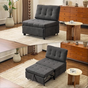 image:imageVINGLI Convertible Sofa Bed Tufted Teddy Fleece Sleeper Chair Bed Couch Armless Living Room Chairs with Adjustable Backrest Pull Out Couch Bed for Small SpacesDark Grey