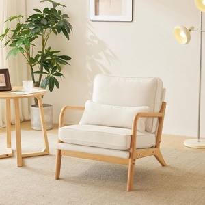 image:imageVINGLI Cozy Living Room Chairs Linen Pink Accent Chairs Set of 2 Wood Lounge Chairs for Bedroom Comfy Mid Century Modern Armchair Upholstered Reading Side Chairs for AdultsCoarse Linenbeige