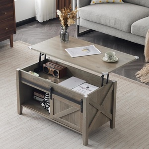 image:imageVINGLI Farmhouse Lift Top Coffee Table Coffee Tables for Living Room with Storage ShelfHidden Compartment Mesa De Centro para Sala Rustic BrownGrey