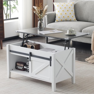 image:imageVINGLI Farmhouse Lift Top Coffee Table Coffee Tables for Living Room with Storage ShelfHidden Compartment Mesa De Centro para Sala Rustic BrownWhite Charcoal
