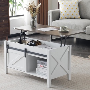 image:imageVINGLI Farmhouse Lift Top Coffee Table Coffee Tables for Living Room with Storage ShelfHidden Compartment Mesa De Centro para Sala Rustic BrownWhite Oak
