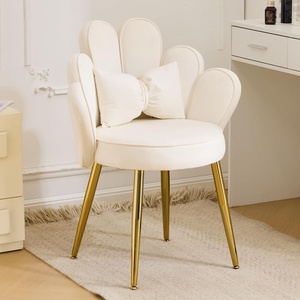 image:imageVINGLI Fluffy Girls Vanity Chair with Back amp PillowCute Small Cozy Desk Chair No WheelsComfy Makeup Ch with Ajustable Gold Legsfor BedroomLiving RoomSmall SpacePinkWhitevelvet