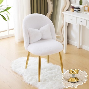 image:imageVINGLI Fluffy Girls Vanity Chair with Back amp PillowCute Small Cozy Desk Chair No WheelsComfy Makeup Ch with Ajustable Gold Legsfor BedroomLiving RoomSmall SpacePinkWhiteplush