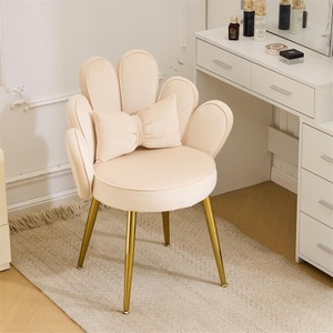 image:imageVINGLI Fluffy Girls Vanity Chair with Back amp PillowCute Small Cozy Desk Chair No WheelsComfy Makeup Ch with Ajustable Gold Legsfor BedroomLiving RoomSmall SpacePinkBeigevelvet