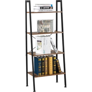 image:imageVINGLI Ladder Shelf 4Tier Industrial Bookcase Free Standing Ladder Bookshelf with Metal Frame and Rustic Wood Plant Storage Shelf for Office Living Room Kitchen Bedroom Bathroom4tier