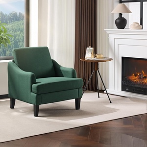 image:imageVINGLI Linen Fabric Accent Chairs Set of 2 Grey Modern Upholstered Armchair Comfy Sofa Chair Living Room Bedroom Furniture for ApartmentGreen
