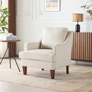 image:imageVINGLI MidCentury Accent Chairs Beige Upholstered Armchair Comfy Sofa Chair Reading Chair High Back Living Room Bedroom Furniture for Apartment