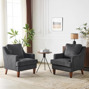 image:imageVINGLI MidCentury Modern Accent Chair Black Upholstered Armchair Comfy Sofa Chair Reading Chair High Back for Living Room Bedroom Furniture Apartment2
