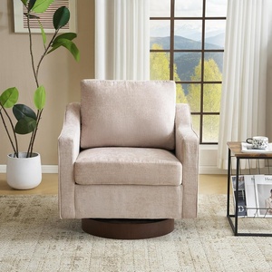 image:imageVINGLI MidCentury Modern Swivel Accent Chairs Set of 2 360Upholstered Armchairs Home Sofa with Track Arms for Living Room Bedroom Reading Room Club Swivel Chairs Chenille GreenChenille Khaki