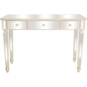 image:imageVINGLI Mirrored Vanity Desk with 2 Drawers Modern ConsoleSofaMakeup Desk for BedroomLiving RoomEntryway Multifunctional Workstation for Kids Teen SilverGold