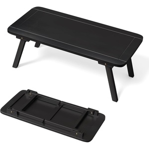 image:imageVINGLI Outdoor Folding Coffee Table Natural Poplar Wood Patio Coffee Table No Assembly Required Ideal for Balcony Porch and Living Room Rectangle NaturalBlackoval