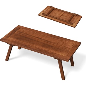 image:imageVINGLI Outdoor Folding Coffee Table Natural Poplar Wood Patio Coffee Table No Assembly Required Ideal for Balcony Porch and Living Room Rectangle NaturalNaturalrectangle