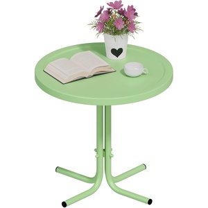 image:imageVINGLI Outdoor Side Table Round Metal Patio Side Table End Table for Garden Balcony Porch and Living Room Key LimeKey Lime