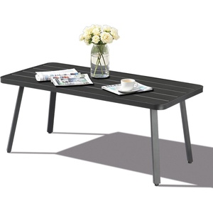 image:imageVINGLI Small Steel Outdoor Patio Coffee Table Weather Resistant Metal Outdoor Large Side Table for Patio Balcony Porch and Living Room Rectangle Black RectangleRectangle
