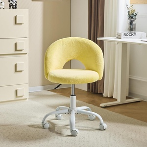 image:imageVINGLI Small Vanity Chair with Faux Fur Wheels for GirlsCute Adjustable Height Armless Office Desk Chair360Swivel Comfy Rolling for StudyMake up RoomSmall SpaceBlueFurry Yellow