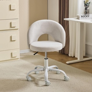 image:imageVINGLI Small Vanity Chair with Faux Fur Wheels for GirlsCute Adjustable Height Armless Office Desk Chair360Swivel Comfy Rolling for StudyMake up RoomSmall SpaceBlueLinen Light Gray
