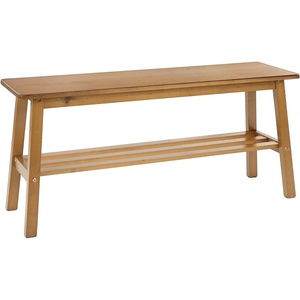 image:imageVINGLI Solid Wood Dining Bench 39 Wooden Bench for Entryway Bedroom Kitchen amp Living Room with Shoe Rack Storage WalnutLight Brown
