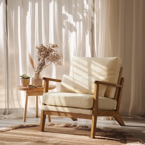 image:imageVINGLI Solid Wood Wide Armrests Accent Chair Set of 2Upholstered Mid Century Modern Chair with PillowFarmhouse Arm Chair Comfy Reading ChairChairs Living RoomBedroomGuest RoomTeddy FleeceKhakiKhaki