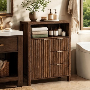 image:imageVINGLI Tall Corner Cabinet with Fluted Doors 68 Walnut Corner Storage Cabinet with Adjustable Shelves Freestanding Wood Corner Bookshelf for Bathroom Living Room amp Kitchen SpaceSavingDark Walnut