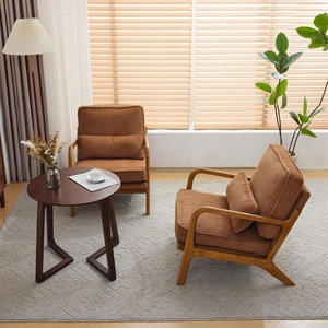 image:imageVINGLI Upgraded Premium Corduroy Accent ChairUpholstered Arm ChairSolid Wood Comfy Reading Chair with Lumbar Pillow Mid Century Modern Chairs for Living RoomBedroomGuest RoomLight GreyBrown2pcs