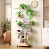 image:imagePlant Stand with Grow Lights 2Pack 61 Tall Indoor Plant Shelf with MultiColor Full Spectrum LED Grow Lights and 360 Lockable Wheels 10Tier TreeShaped Decorative Plant Rack Set of 2 for Living Room Balcony amp Office White and Oak2Pack White