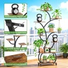 image:imagePlant Stand with Grow Lights 2Pack 61 Tall Indoor Plant Shelf with MultiColor Full Spectrum LED Grow Lights and 360 Lockable Wheels 10Tier TreeShaped Decorative Plant Rack Set of 2 for Living Room Balcony amp Office White and OakBlack