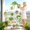 image:imagePlant Stand with Grow Lights 2Pack 61 Tall Indoor Plant Shelf with MultiColor Full Spectrum LED Grow Lights and 360 Lockable Wheels 10Tier TreeShaped Decorative Plant Rack Set of 2 for Living Room Balcony amp Office White and OakWhite