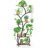 image:imagePlant Stand with Grow Lights 2Pack 61 Tall Indoor Plant Shelf with MultiColor Full Spectrum LED Grow Lights and 360 Lockable Wheels 10Tier TreeShaped Decorative Plant Rack Set of 2 for Living Room Balcony amp Office White and OakBlack