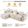 image:imageVINGLI 111 Convertible Modular Sectional SofaComfortable L Shaped Reversible Couch with Ottoman Removable 3 Seater Boneless Modern Couch Durable Chenille Cloud Sofa for Living RoomKhakiCream