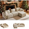 image:imageVINGLI 111 Convertible Modular Sectional SofaComfortable L Shaped Reversible Couch with Ottoman Removable 3 Seater Boneless Modern Couch Durable Chenille Cloud Sofa for Living RoomKhakiCream