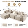 image:imageVINGLI 111 Convertible Modular Sectional SofaComfortable L Shaped Reversible Couch with Ottoman Removable 3 Seater Boneless Modern Couch Durable Chenille Cloud Sofa for Living RoomKhakiKhaki