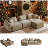 image:imageVINGLI 111 Convertible Modular Sectional SofaComfortable L Shaped Reversible Couch with Ottoman Removable 3 Seater Boneless Modern Couch Durable Chenille Cloud Sofa for Living RoomKhakiKhaki