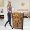 image:imageVINGLI 13Gallon Tilt Out Trash Can Cabinet Wooden Trash Bin Cabinet with Drawer PetProof Hidden Trash Storage with Wheels for Kitchen amp Living Room Rustic BrownRustic Brown