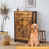 image:imageVINGLI 13Gallon Tilt Out Trash Can Cabinet Wooden Trash Bin Cabinet with Drawer PetProof Hidden Trash Storage with Wheels for Kitchen amp Living Room Rustic BrownRustic Brown