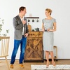 image:imageVINGLI 13Gallon Tilt Out Trash Can Cabinet Wooden Trash Bin Cabinet with Drawer PetProof Hidden Trash Storage with Wheels for Kitchen amp Living Room Rustic BrownRustic Brown