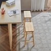 image:imageVINGLI 24 Inch Solid Wood Saddle Barstool Bar Stools Set of 2 Kitchen Counter Seat with Footrests Counter Height Saddle Barstool for Living Room Dining Room Counter amp Outdoor Events BurlywoodBurlywood