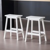 image:imageVINGLI 24 Inch Solid Wood Saddle Barstool Bar Stools Set of 2 Kitchen Counter Seat with Footrests Counter Height Saddle Barstool for Living Room Dining Room Counter amp Outdoor Events BurlywoodWhite