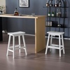 image:imageVINGLI 24 Inch Solid Wood Saddle Barstool Bar Stools Set of 2 Kitchen Counter Seat with Footrests Counter Height Saddle Barstool for Living Room Dining Room Counter amp Outdoor Events BurlywoodWhite